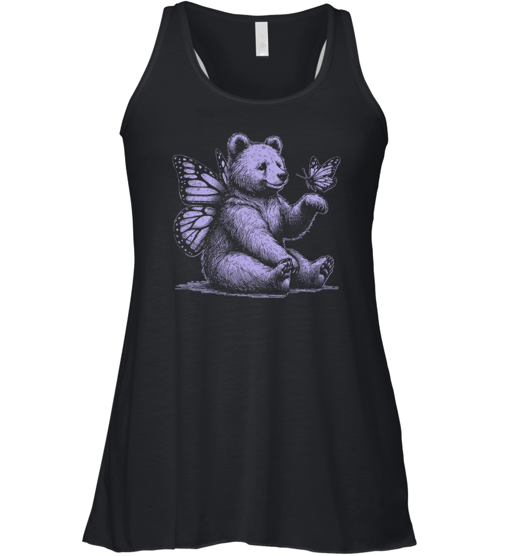 Bear With Butterfly Wings Vintage D Violet GR Women's Flowy Tank Top