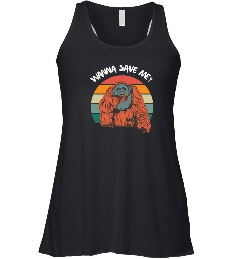 Orangutan Save Rain Forest Retro Vintage Women's Flowy Tank Top