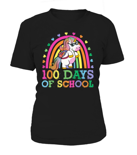 100 Days Of School Rainbow Unicorn Boys Kids Women's T-Shirt