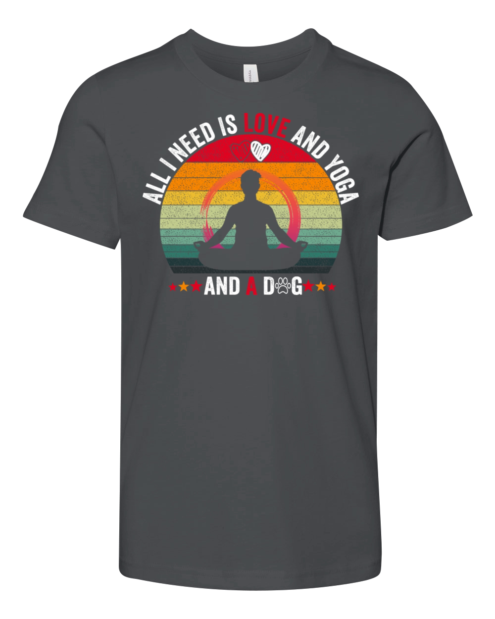 All I Need Is Love And Yoga And A Dog for mens Youth Unisex Jersey Tee