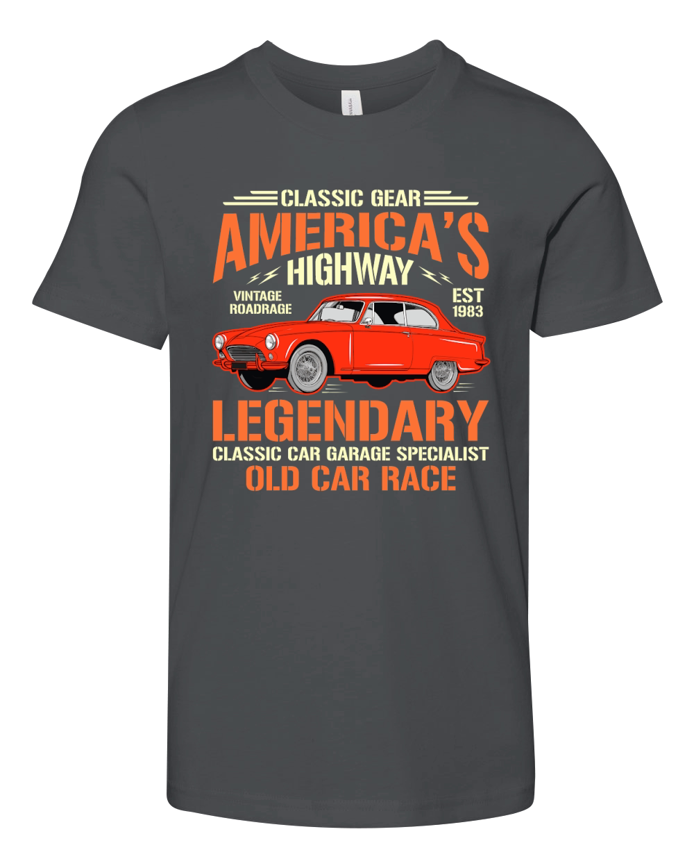 Classic Gear Americas Highway legendary classic car garage specialist old car race Youth Unisex Jersey Tee