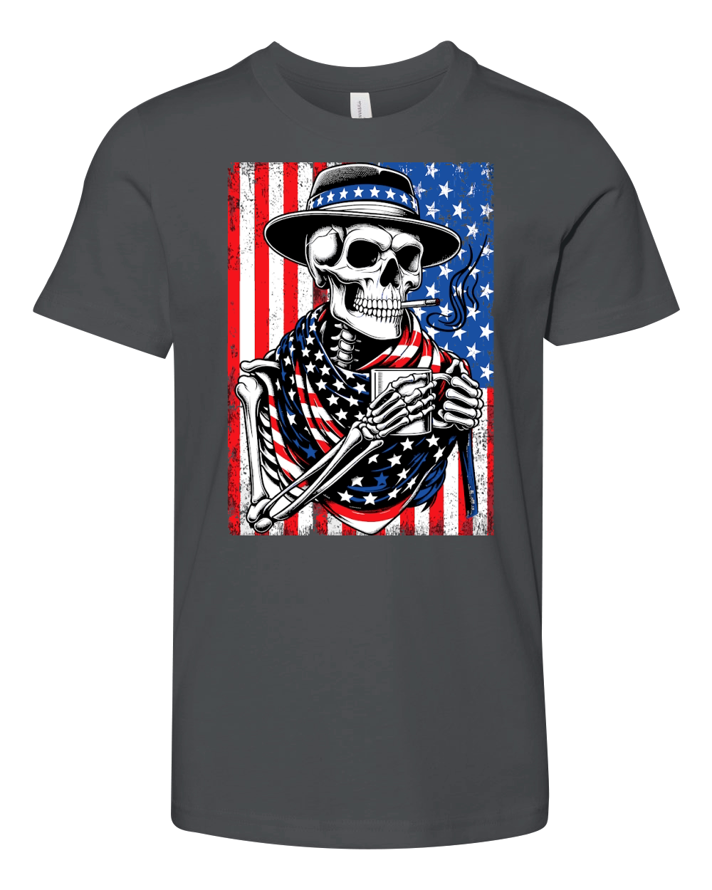USA Flag Vintage Skeleton 4th of july 33 Youth Unisex Jersey Tee