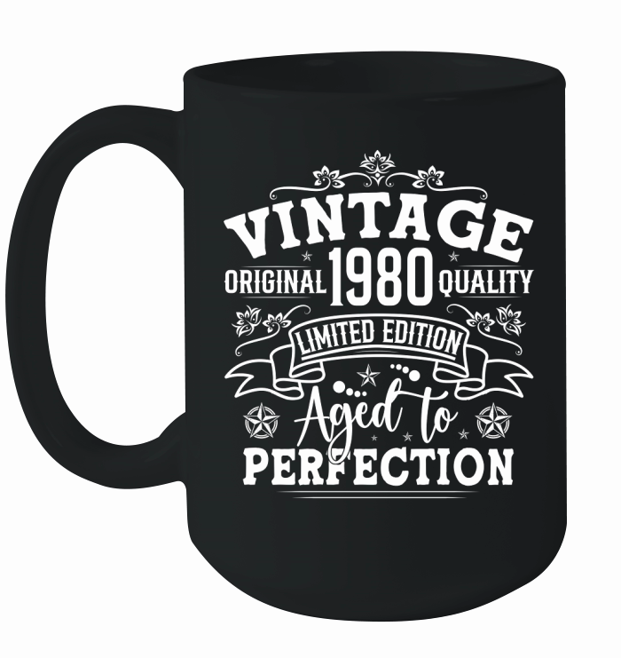 Vintage Birthday TShirt Design Bundle 1980 Ceramic Mug