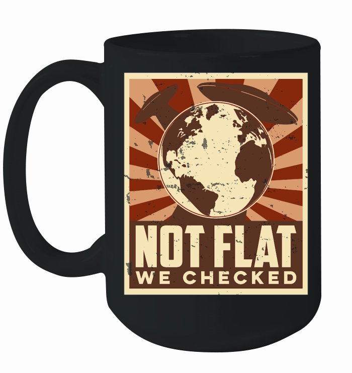 Vintage UFO Alien  Not Flat We Checked 3 Ceramic Mug