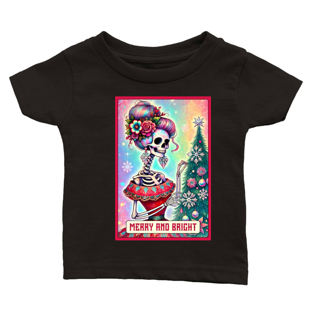 Merry And Bright Skeleton Taro Card Classic Baby Crewneck T-shirt