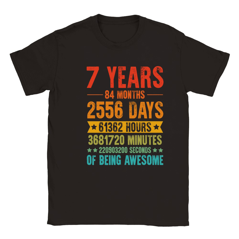7 Years 84 Months Of Being Awesome Birthday Classic Kids Crewneck T-shirt