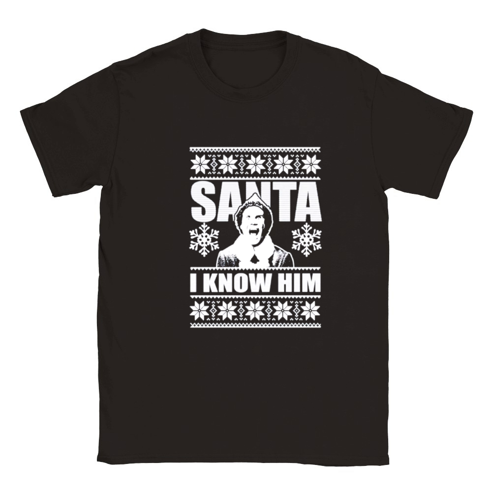 Buddy the elf Santa I know him ugly Christmas Classic Kids Crewneck T-shirt