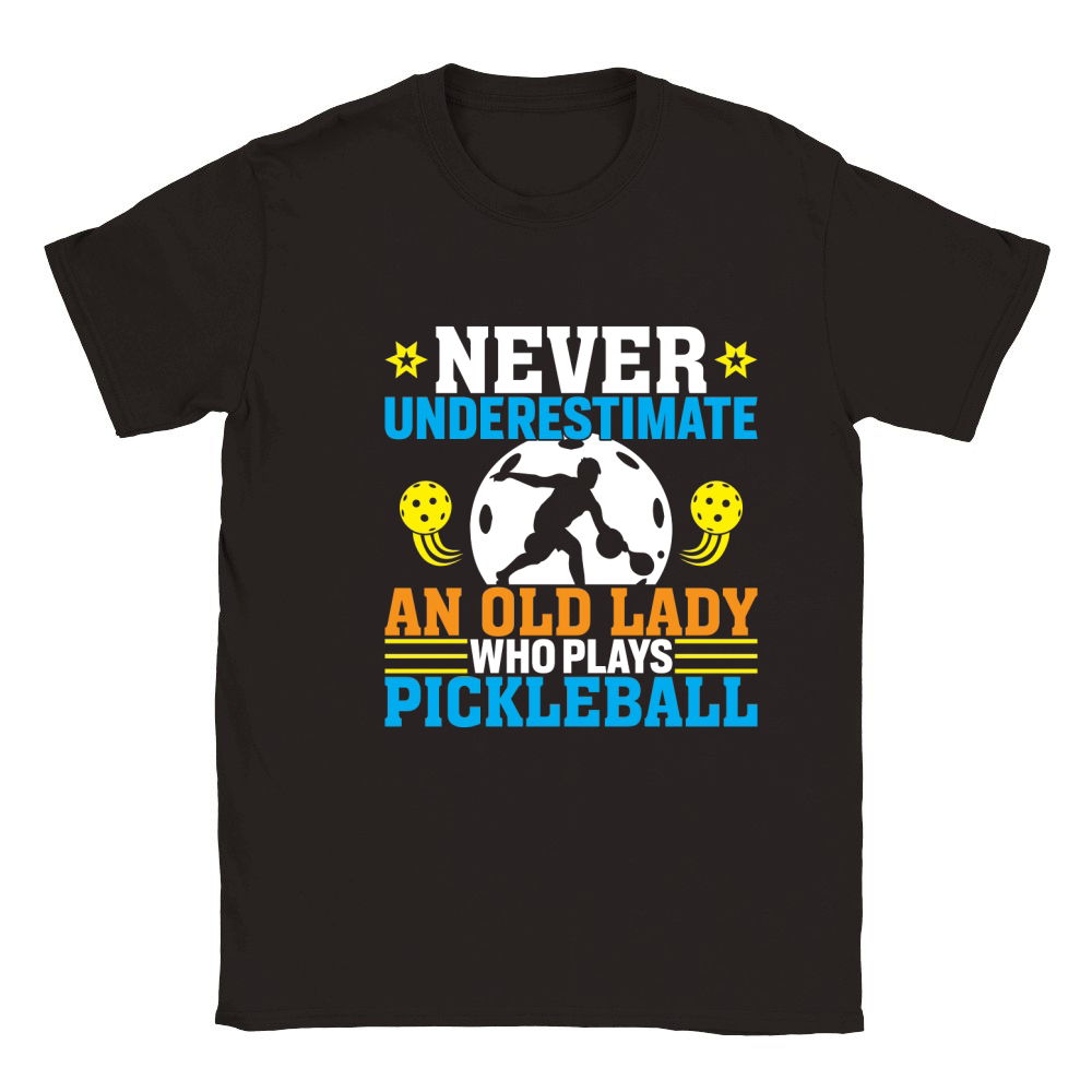 Never underestimate an old lady Who Plays Pickleball Classic Kids Crewneck T-shirt