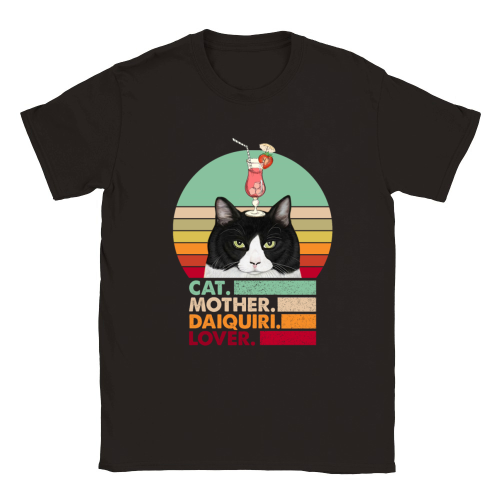 Retro Vintage Cat Mother Daiquiri Lover Funny Cat Classic Kids Crewneck T-shirt