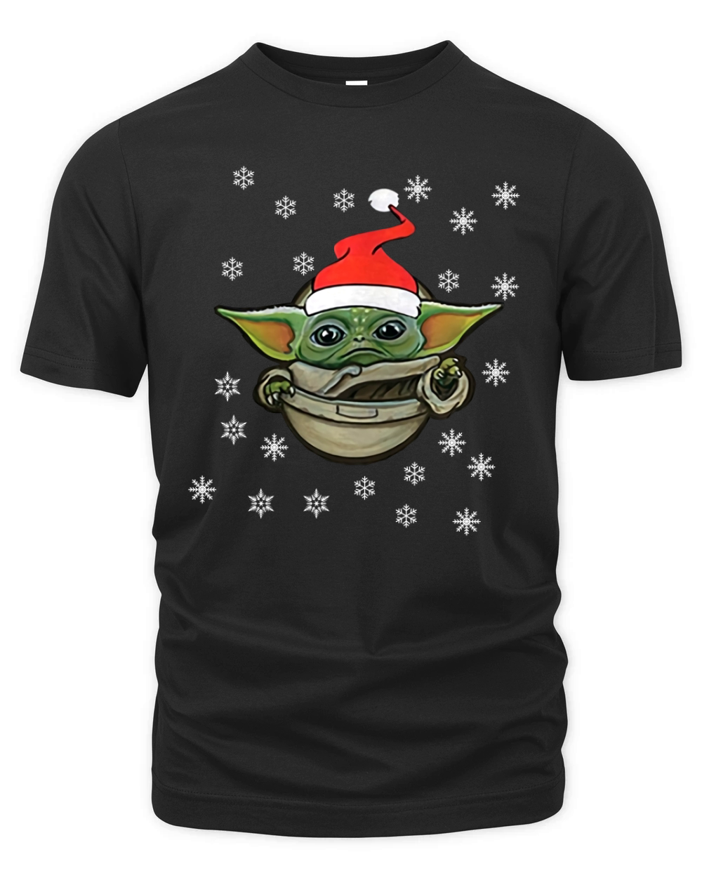 Baby Yoda Snow Merry Christmas The Mandalorian Organic Unisex T-shirt