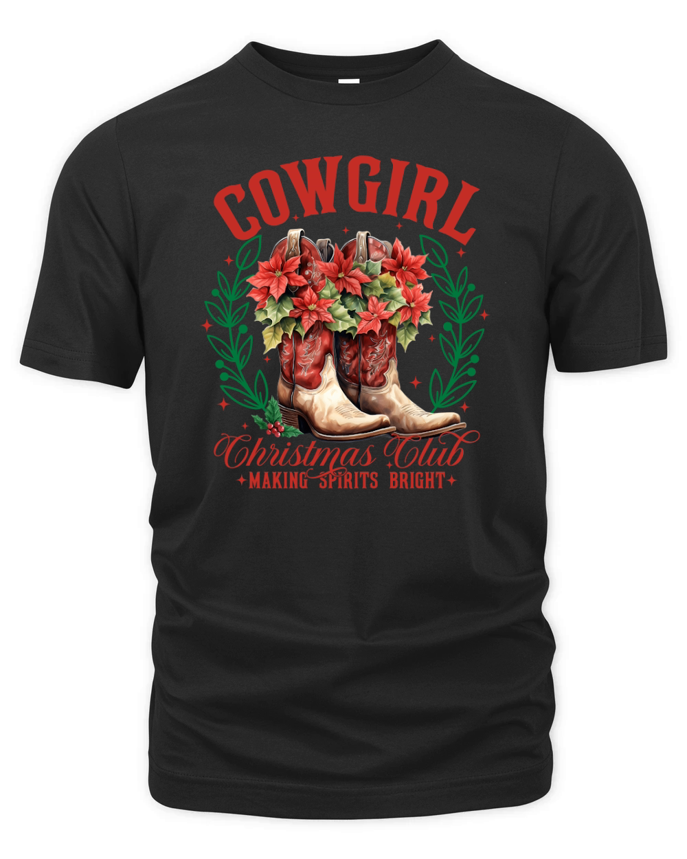 cowgirl Christmas club Making Spirits Bright Organic Unisex T-shirt