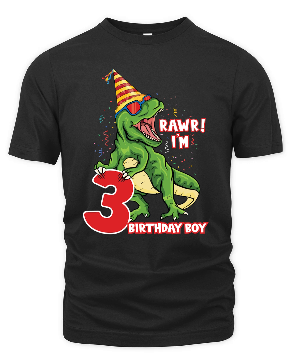 T rex Dinosaur Birthday 3rd Organic Unisex T-shirt