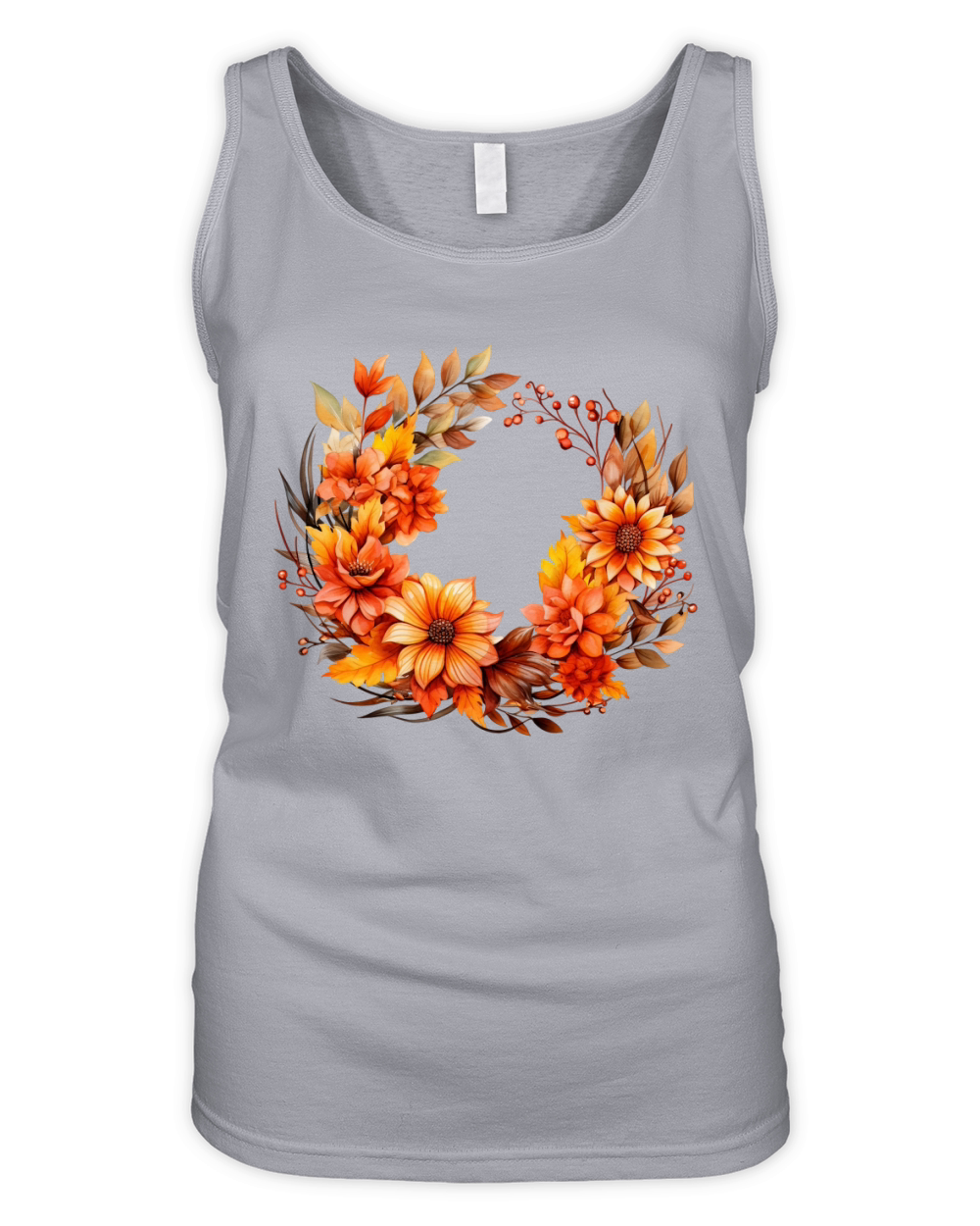 Autumn Fall Floral Frame 08 Organic Women's Tank Top