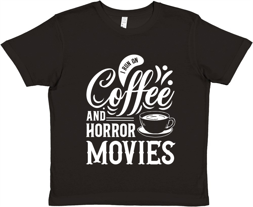 I run on coffef and horror movies 04 Premium Kids Crewneck T-shirt
