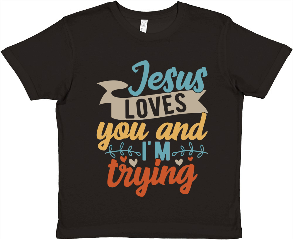 jesus love you and im trying Premium Kids Crewneck T-shirt