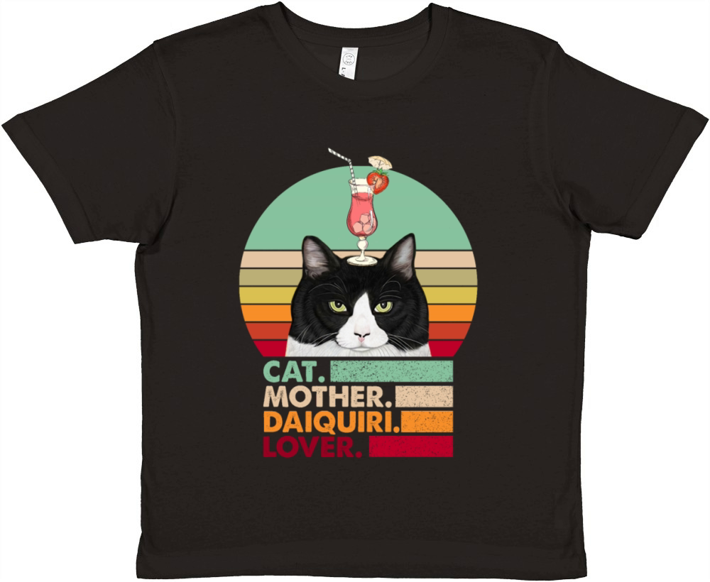 Retro Vintage Cat Mother Daiquiri Lover Funny Cat Premium Kids Crewneck T-shirt