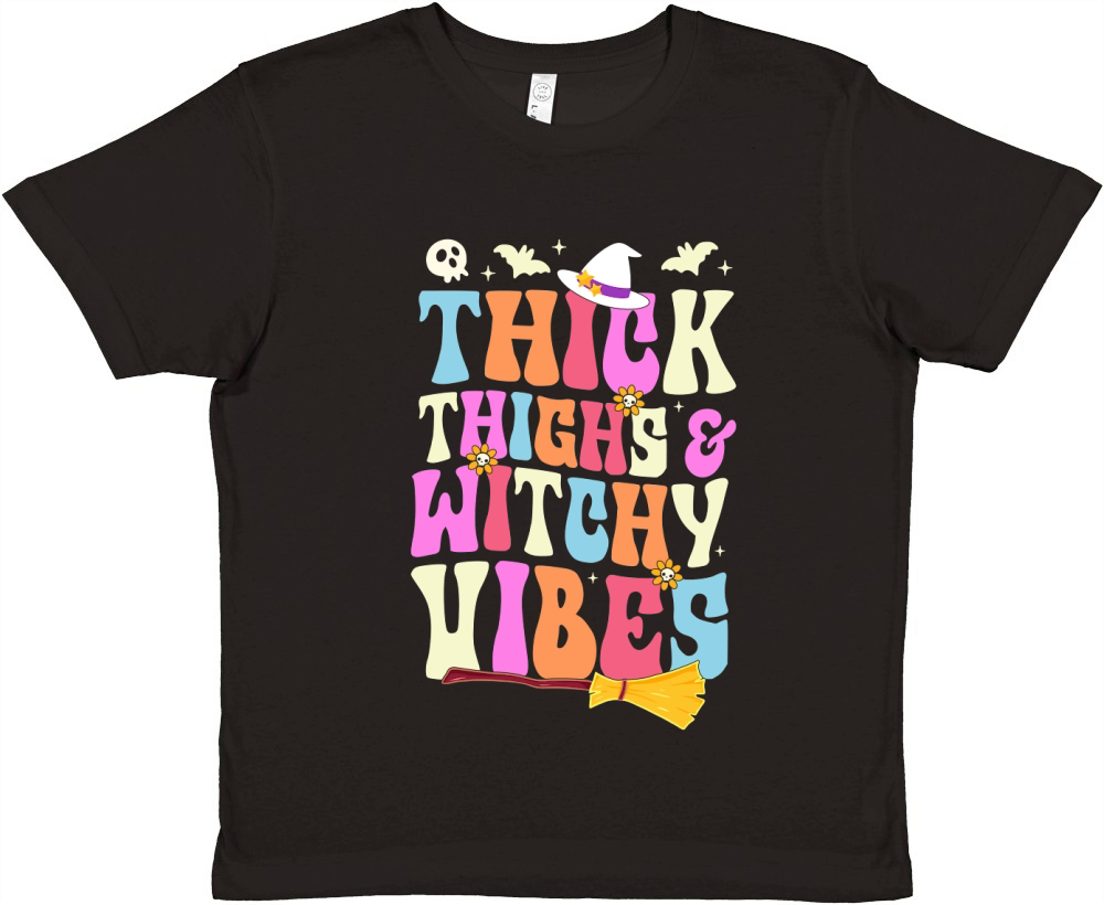 Thick Thighs And Witchy Vibes Premium Kids Crewneck T-shirt