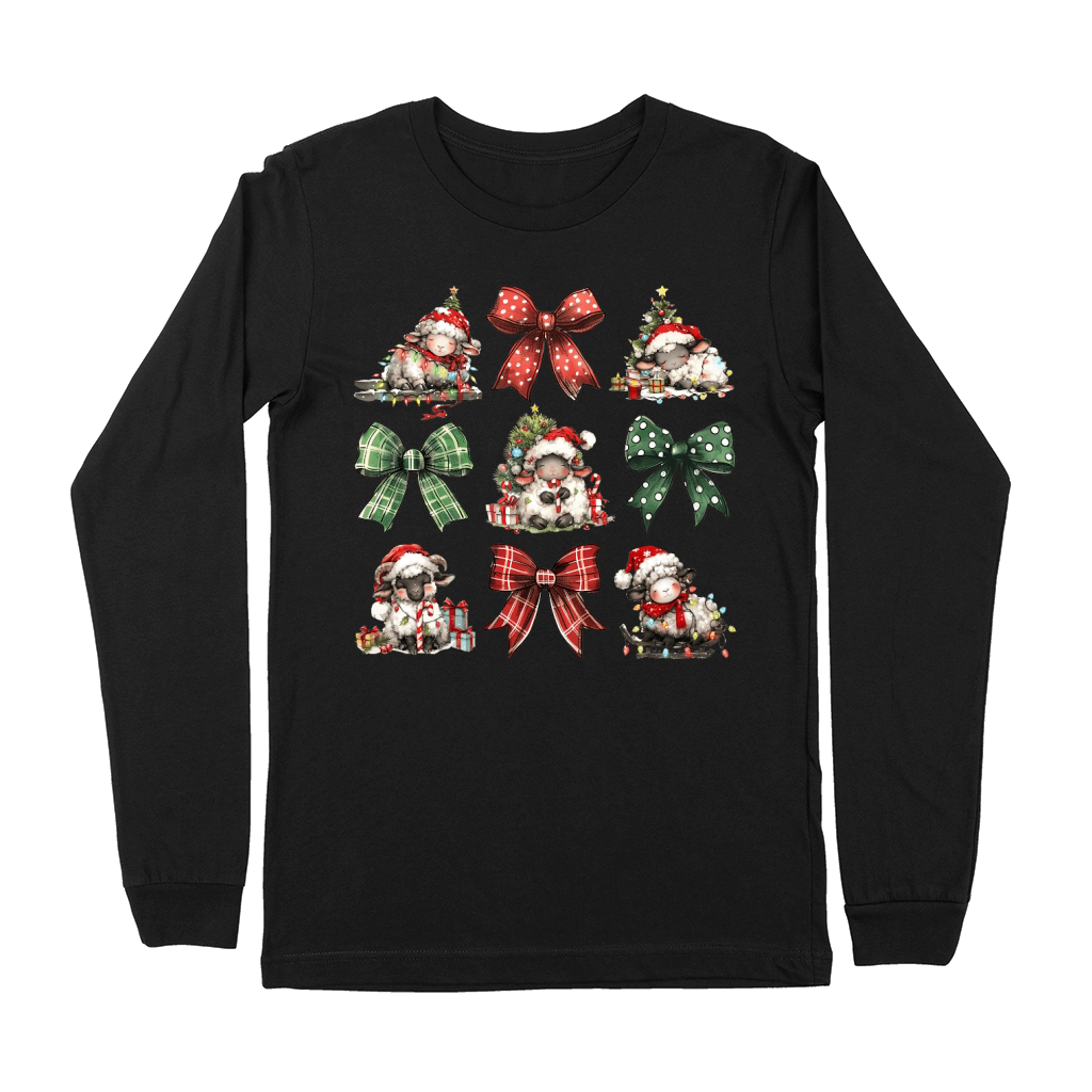 Christmas Coquette Bow Sheep Premium Long Sleeve