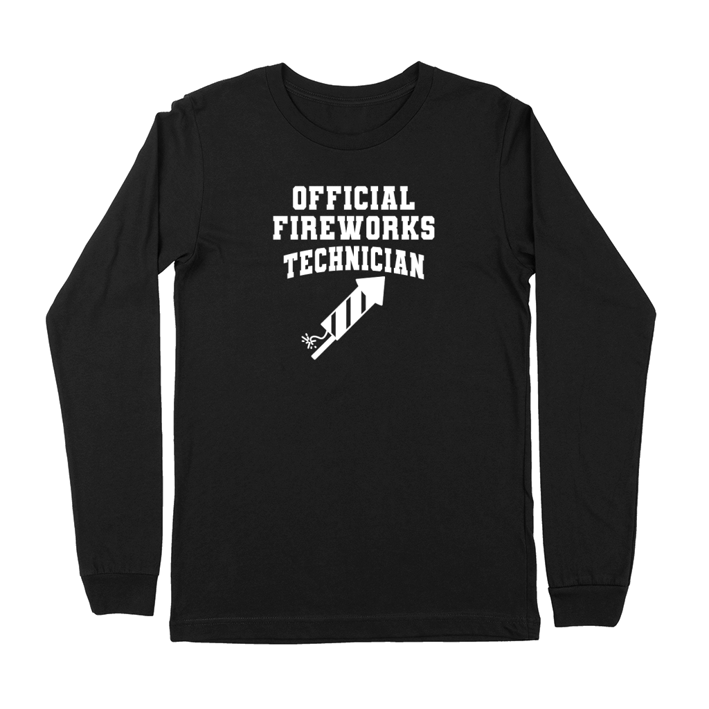 Official fireworks technician color white png Premium Long Sleeve