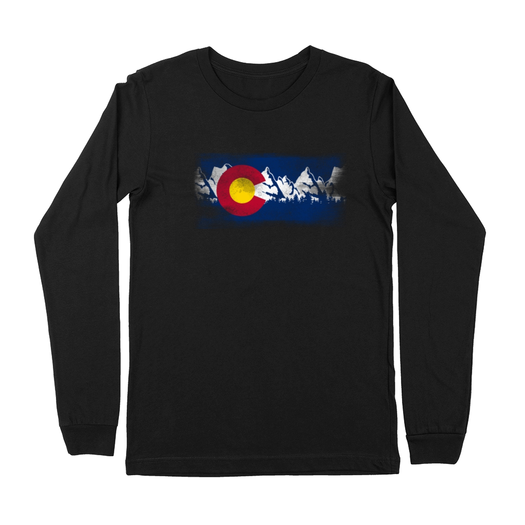 Vintage Colorado State Flag Colorado Mountains Premium Long Sleeve