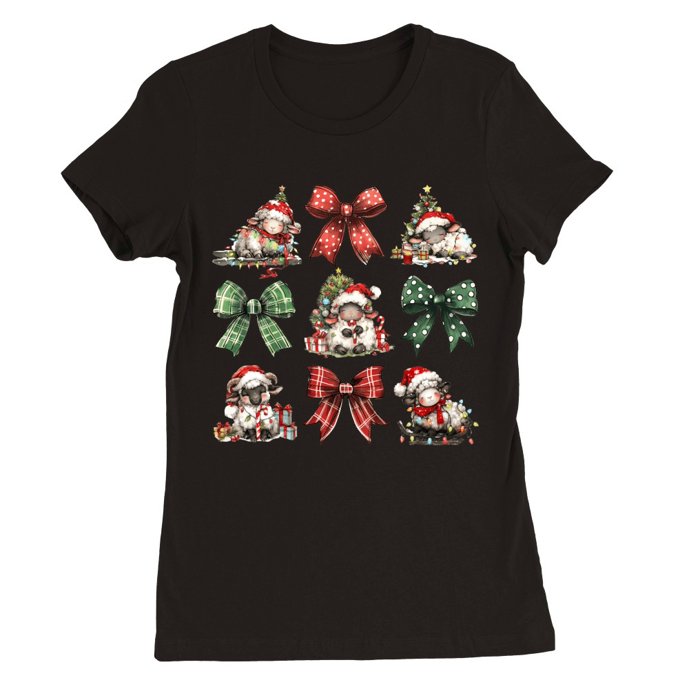 Christmas Coquette Bow Sheep Premium Womens Crewneck T-shirt