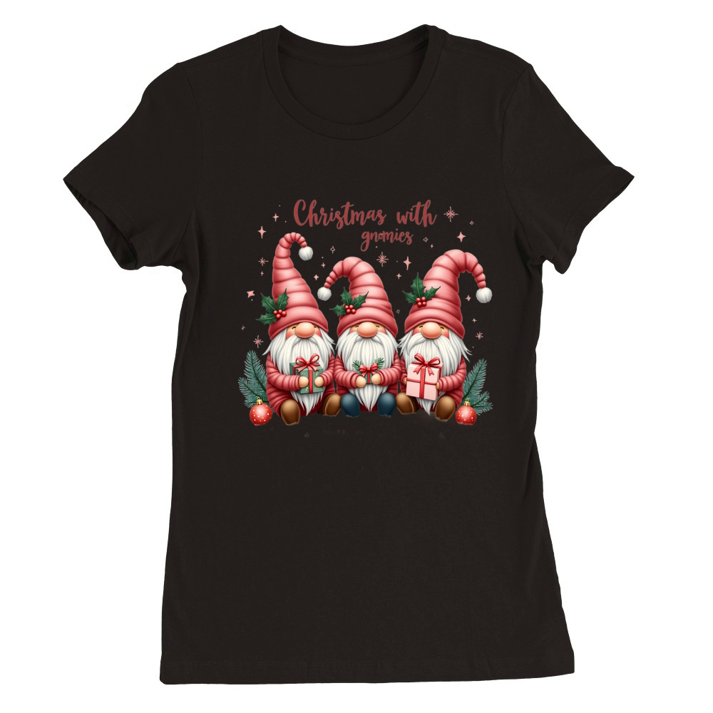Christmas With Gnomies Premium Womens Crewneck T-shirt