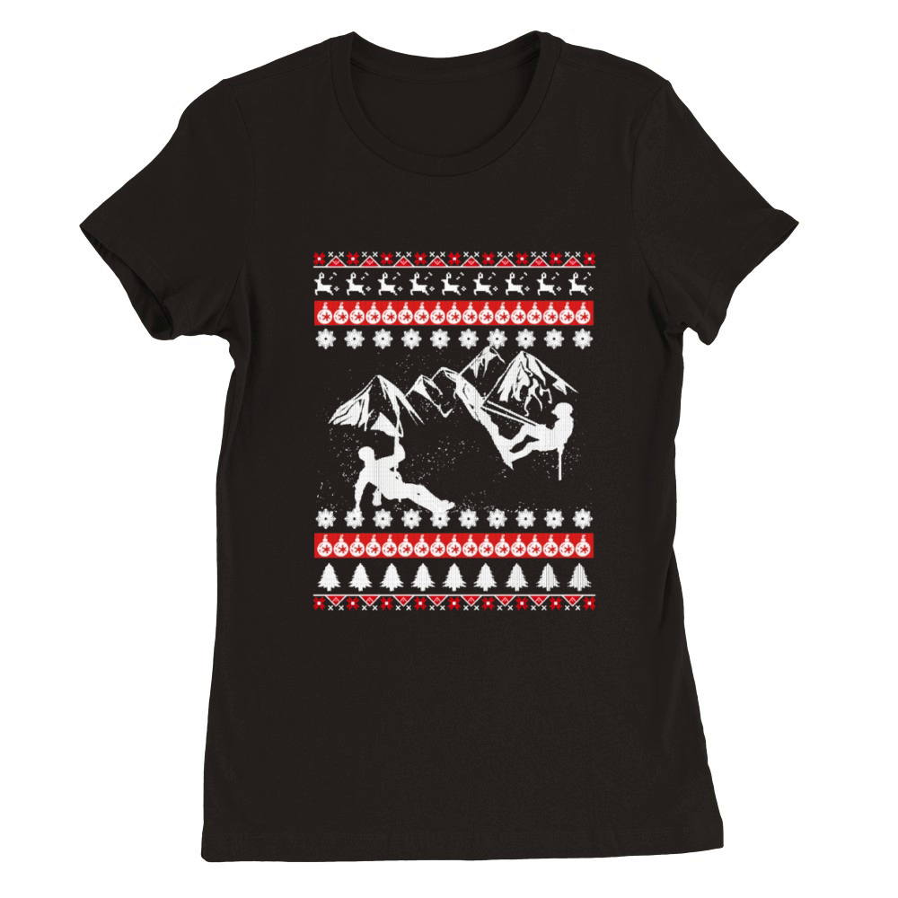 CLIMBING Ugly Christmas Premium Womens Crewneck T-shirt