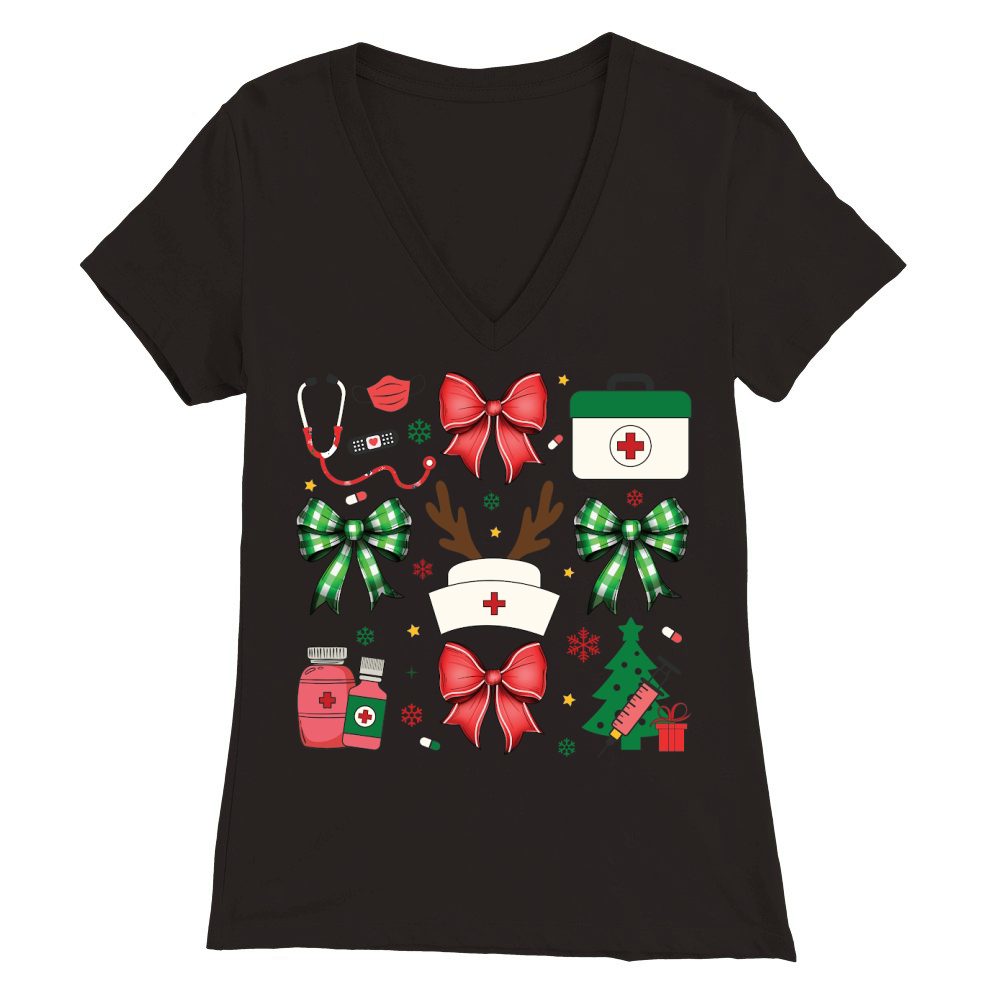 CoquetteNurseChristmas Premium Womens V-Neck T-shirt