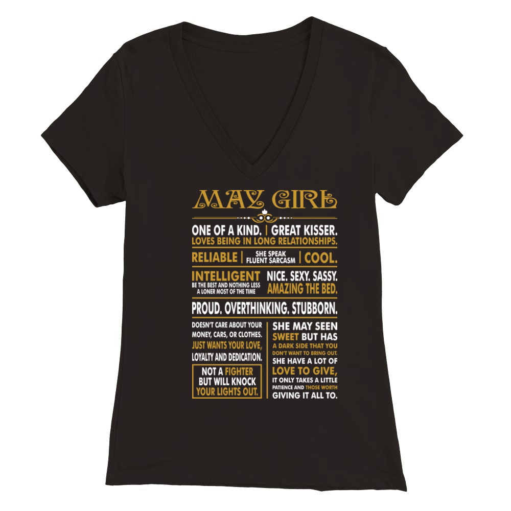 May Girl Great Kisser Premium Womens V-Neck T-shirt
