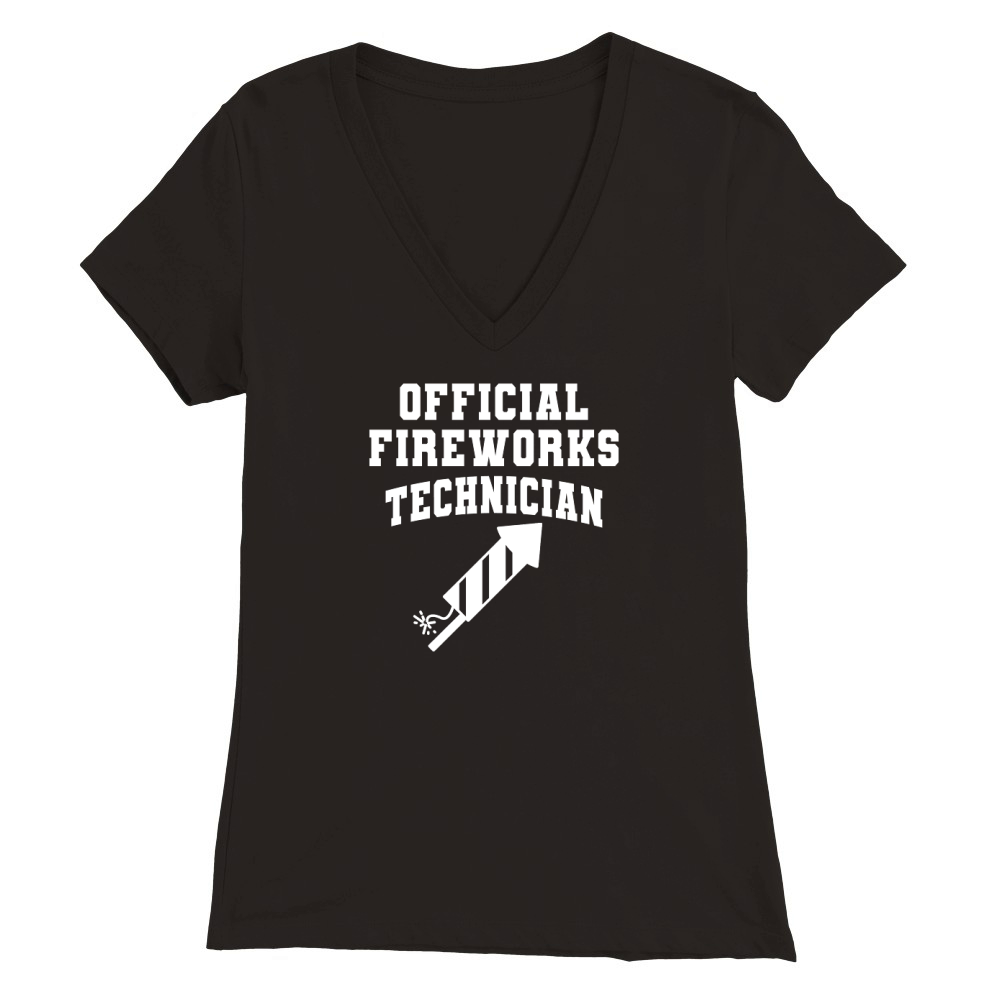 Official fireworks technician color white png Premium Womens V-Neck T-shirt