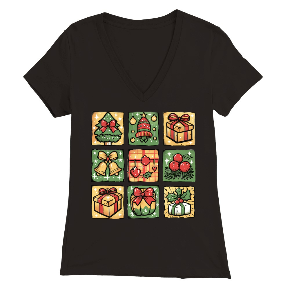 Retro Christmas Gingerbread Santa 2 Premium Womens V-Neck T-shirt