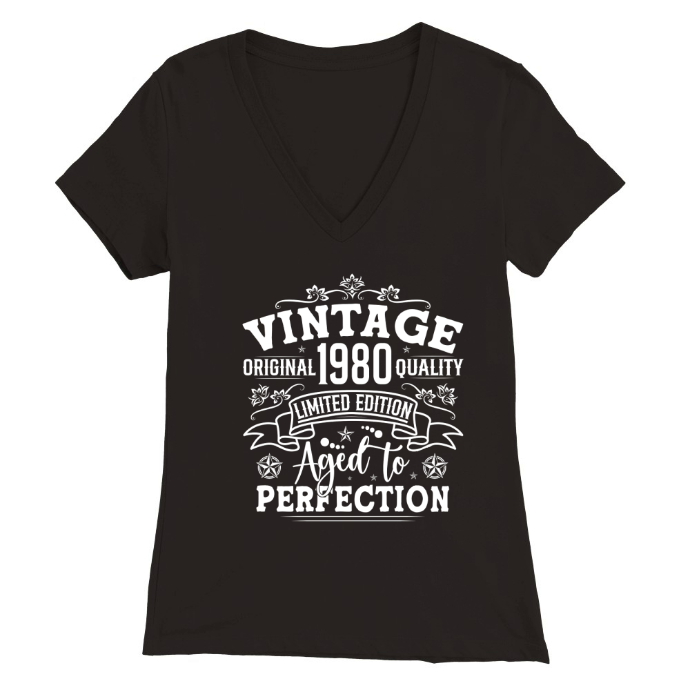 Vintage Birthday TShirt Design Bundle 1980 Premium Womens V-Neck T-shirt