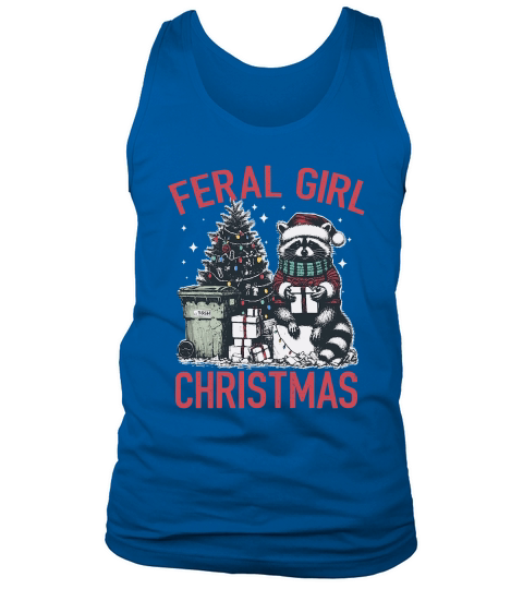 Feral Girl Christmas Raccoon D Color Red Tank Top Unisex