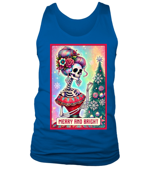 Merry And Bright Skeleton Taro Card Tank Top Unisex
