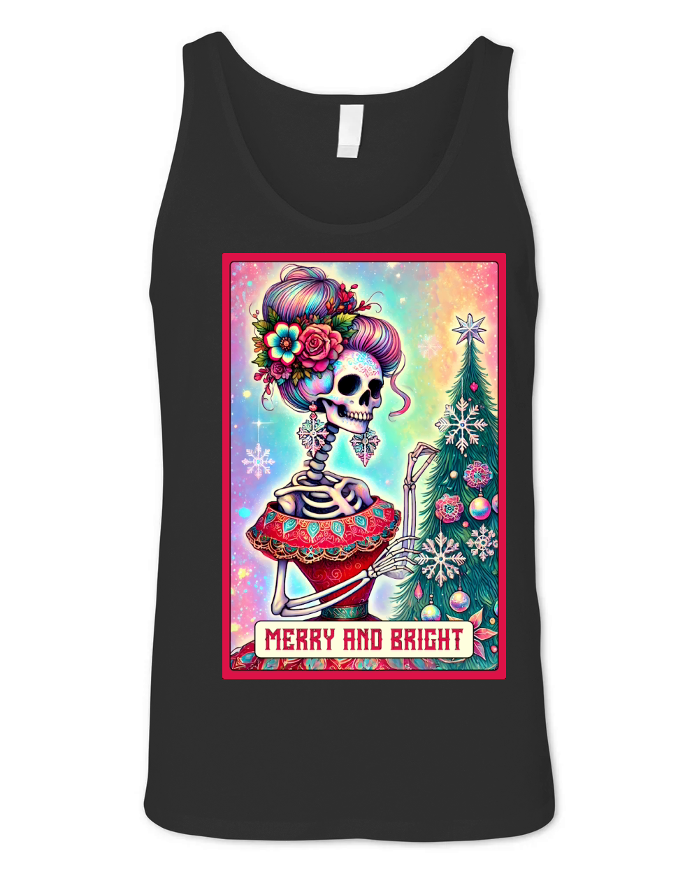 Merry And Bright Skeleton Taro Card Unisex Jersey Tank