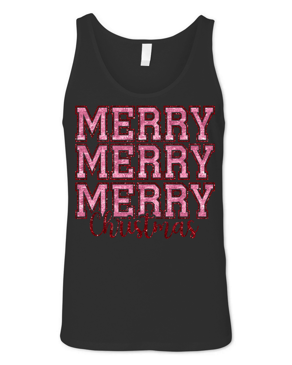 Pink Sequint Merry Christmas Unisex Jersey Tank