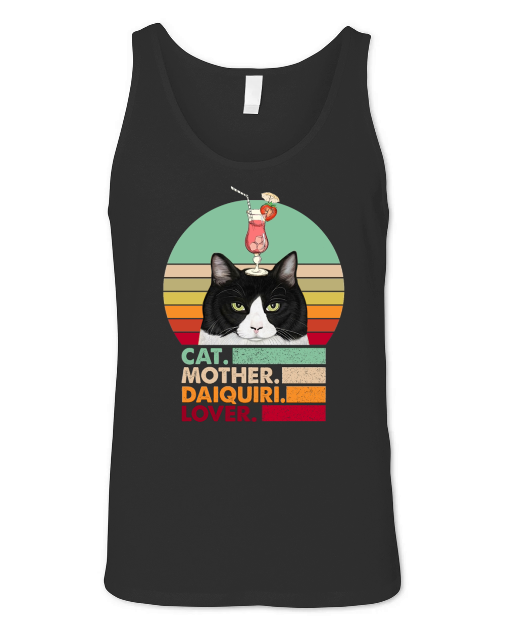 Retro Vintage Cat Mother Daiquiri Lover Funny Cat Unisex Jersey Tank