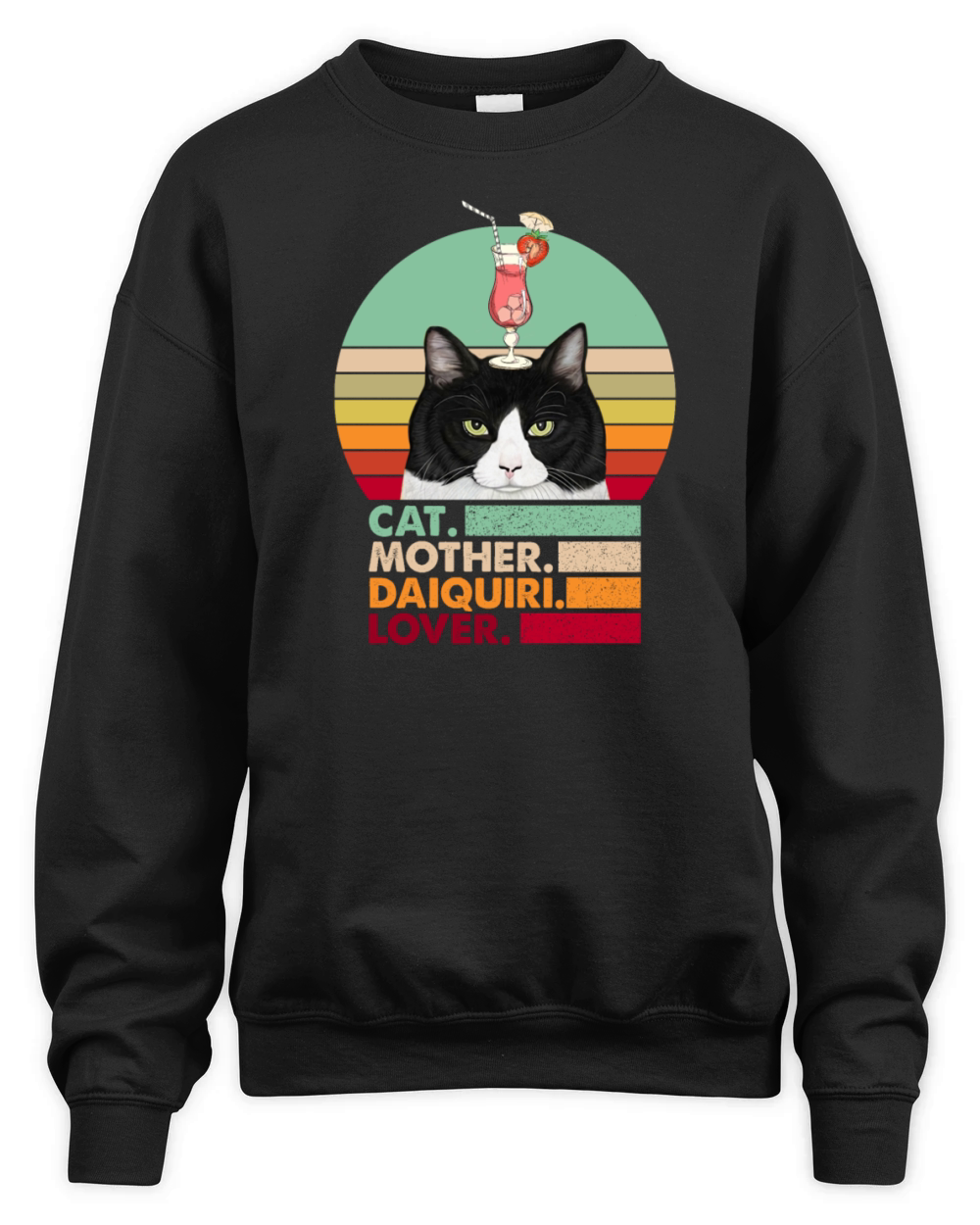 Retro Vintage Cat Mother Daiquiri Lover Funny Cat Unisex Premium Crewneck Sweatshirt