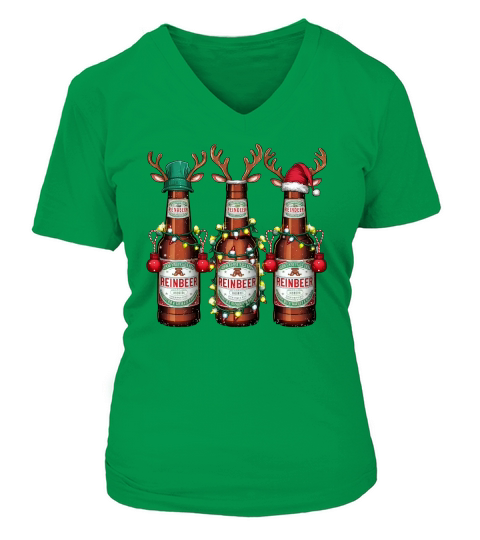 Beer Christmas Clipart Funny Holiday V-neck T-Shirt Woman