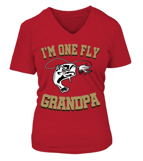 Fly Fishing Grandpa Grandfather Pensioner Fisher V-neck T-Shirt Woman