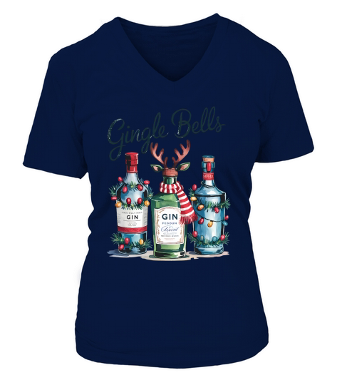 Gingle Bells Vintage Christmas V-neck T-Shirt Woman