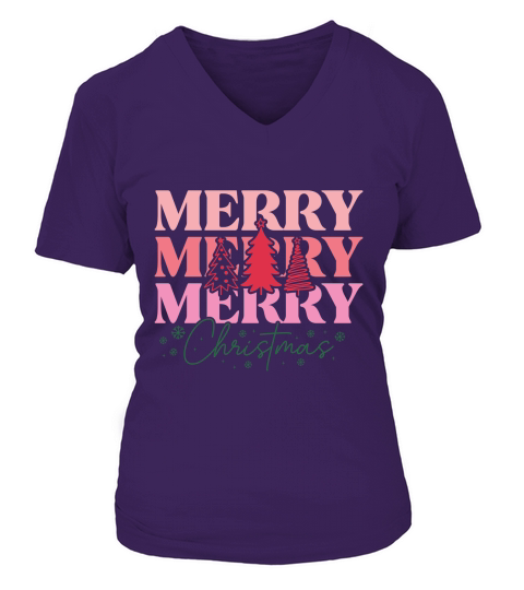 Merry Christmas Happy Holidays V-neck T-Shirt Woman