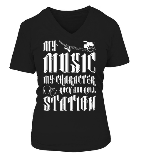 My Music My Character Rock And Roll Station (4) V-neck T-Shirt Woman