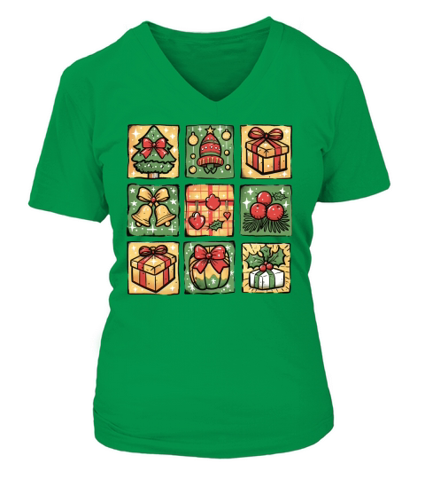 Retro Christmas Gingerbread Santa 2 V-neck T-Shirt Woman