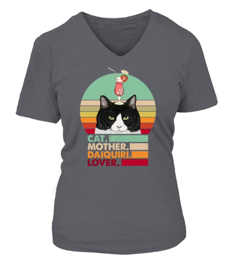 Retro Vintage Cat Mother Daiquiri Lover Funny Cat V-neck T-Shirt Woman
