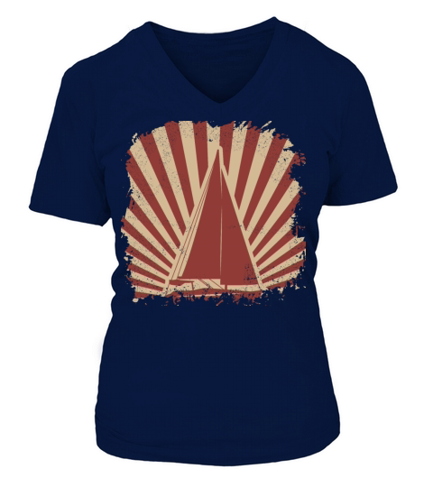 Sailing boat sailboat captain sea yacht retro sail V-neck T-Shirt Woman