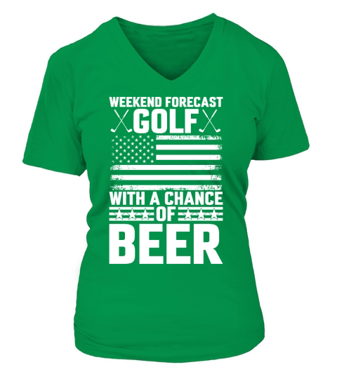 Weekend Forecast Golf with a Chance of Beer V-neck T-Shirt Woman