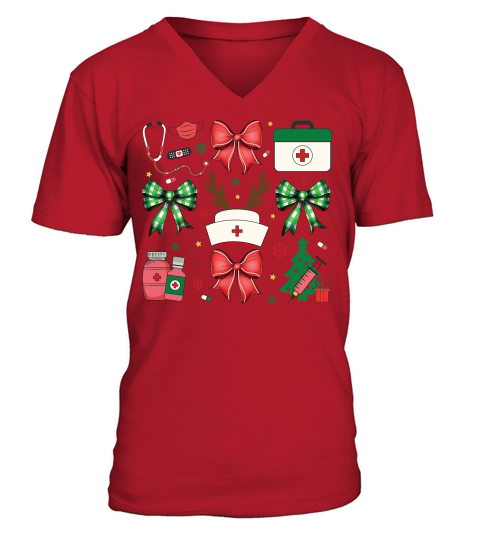 CoquetteNurseChristmas V-Neck T-shirt