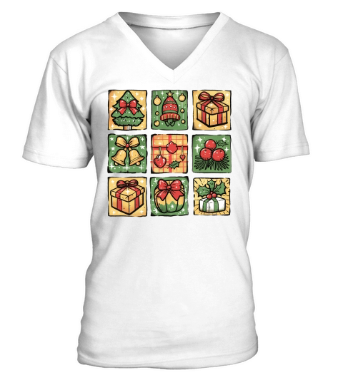 Retro Christmas Gingerbread Santa 2 V-Neck T-shirt