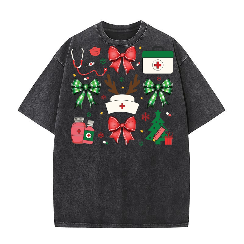 CoquetteNurseChristmas Washed T-Shirt